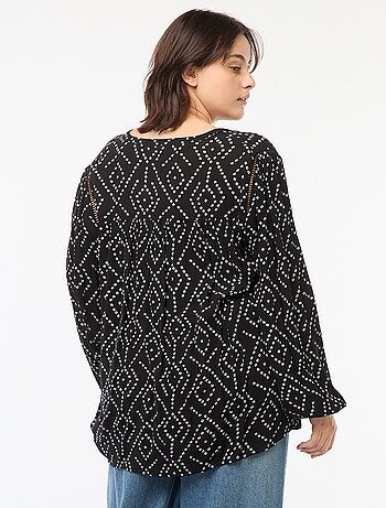Blusa vaporosa estampada de punto de crepé