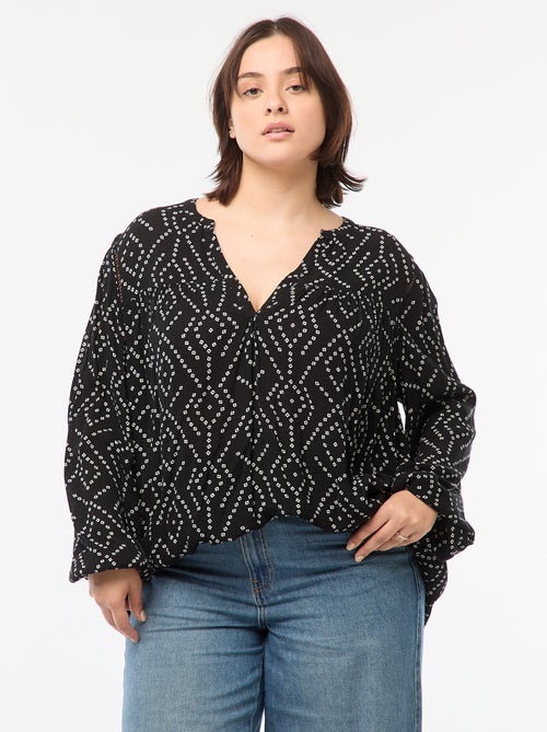 Blusa vaporosa estampada de punto de crepé - Kiabi