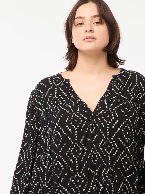 Blusa vaporosa estampada de punto de crepé - Kiabi