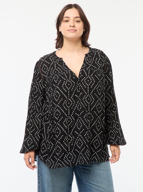 Blusa vaporosa estampada de punto de crepé - Kiabi