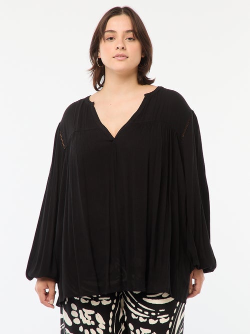 Blusa vaporosa estampada de punto de crepé - Kiabi
