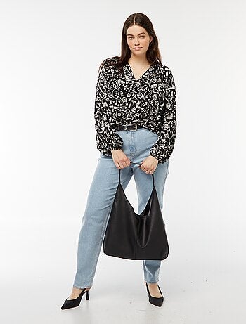Blusa vaporosa estampada de punto de crepé