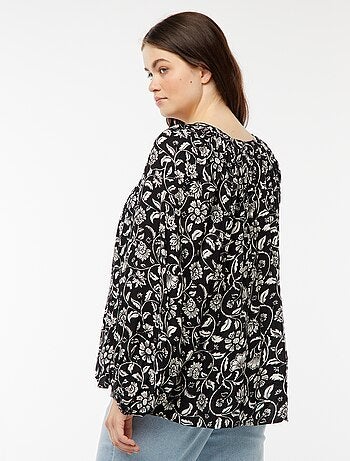 Blusa vaporosa estampada de punto de crepé