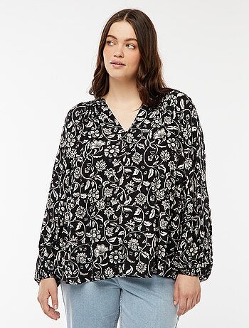 Blusa vaporosa estampada de punto de crepé