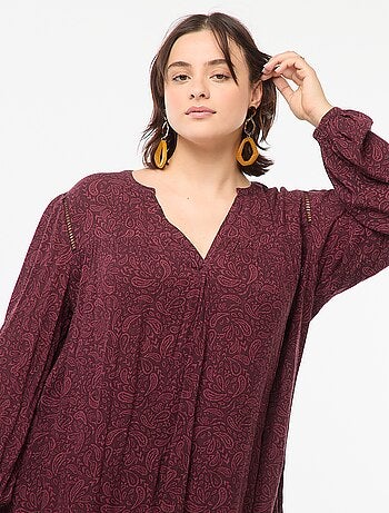 Blusa vaporosa estampada de punto de crepé