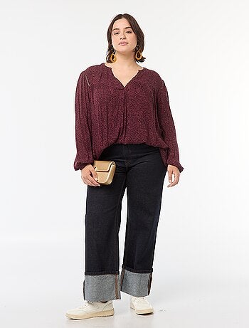 Blusa vaporosa estampada de punto de crepé