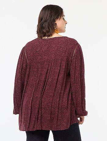 Blusa vaporosa estampada de punto de crepé