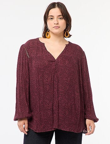 Blusa vaporosa estampada de punto de crepé