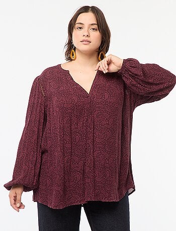 Blusa vaporosa estampada de punto de crepé