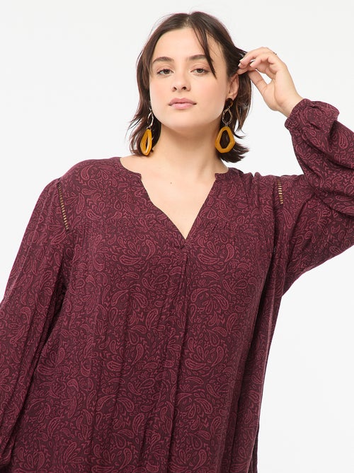 Blusa vaporosa estampada de punto de crepé - Kiabi