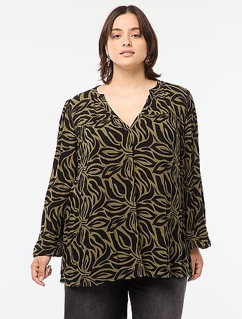 Blusa vaporosa estampada de punto de crepé