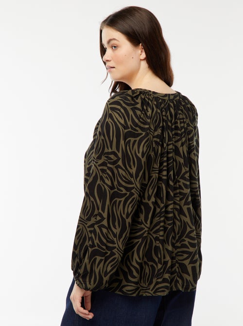 Blusa vaporosa estampada de punto de crepé - Kiabi