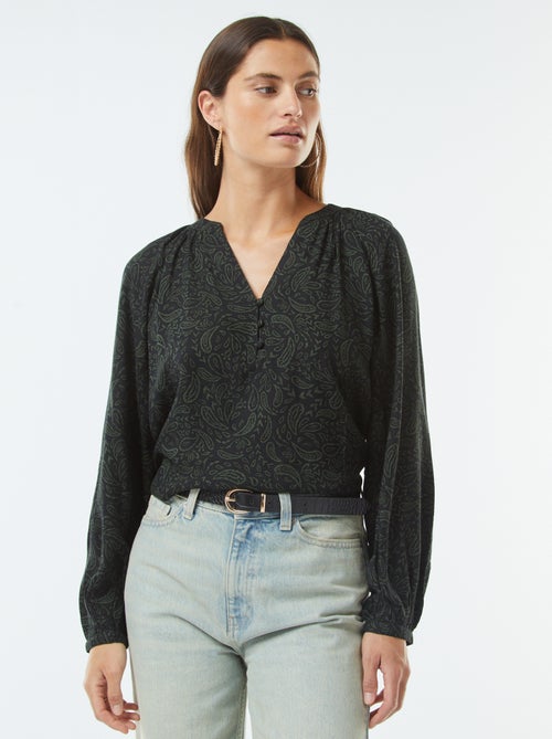 Blusa vaporosa estampada - Kiabi