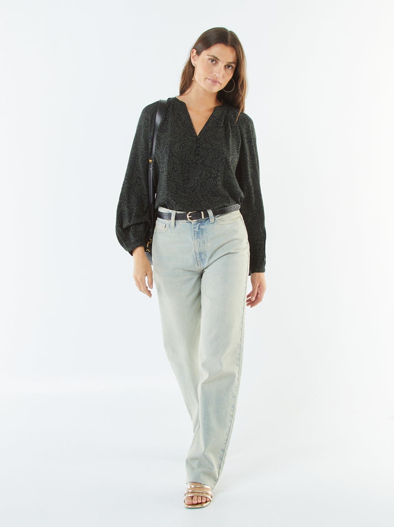 Blusa vaporosa estampada Negro - Kiabi