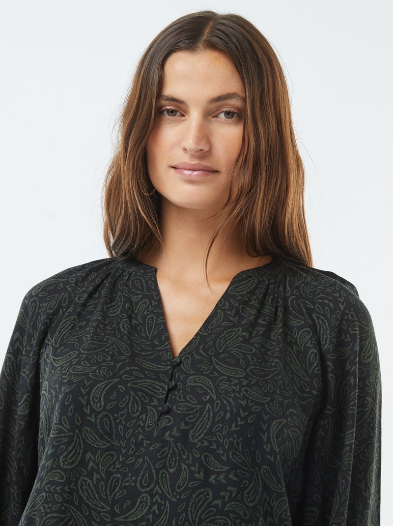 Blusa vaporosa estampada Negro - Kiabi