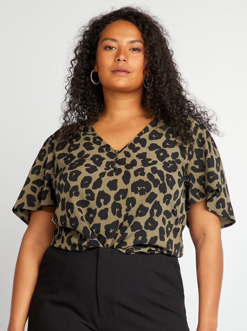 Blusa vaporosa KAKI - Kiabi