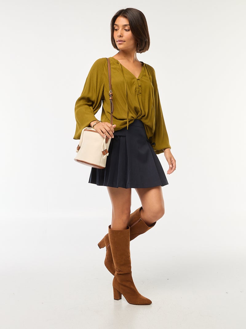 Blusa vaporosa lisa Verde - Kiabi