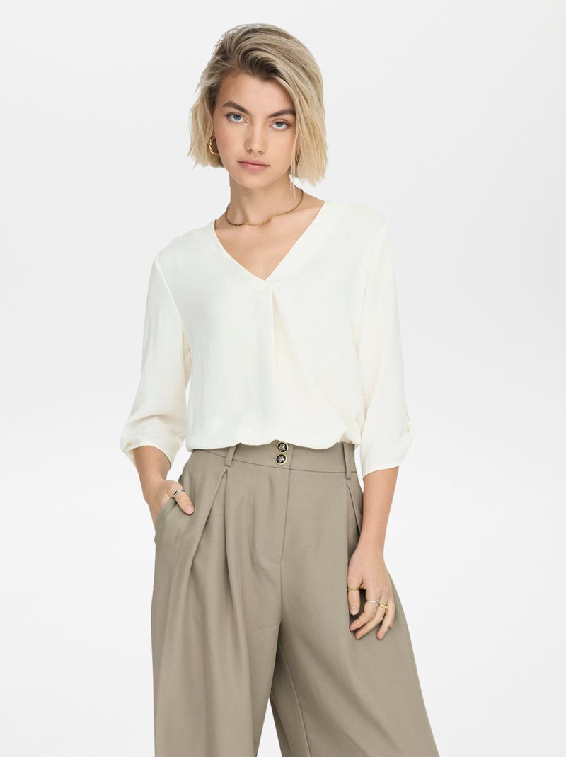 Blusa vaporosa manga 3/4 BEIGE - Kiabi