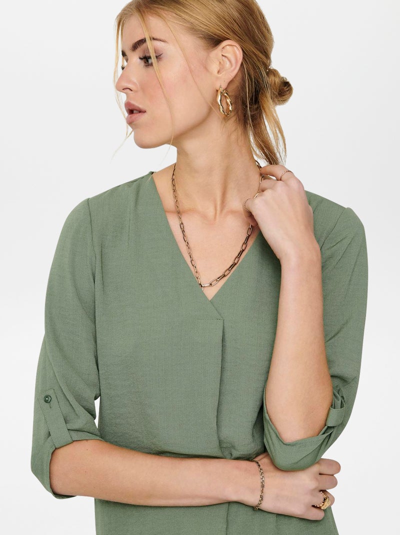 Blusa vaporosa manga 3/4 VERDE - Kiabi