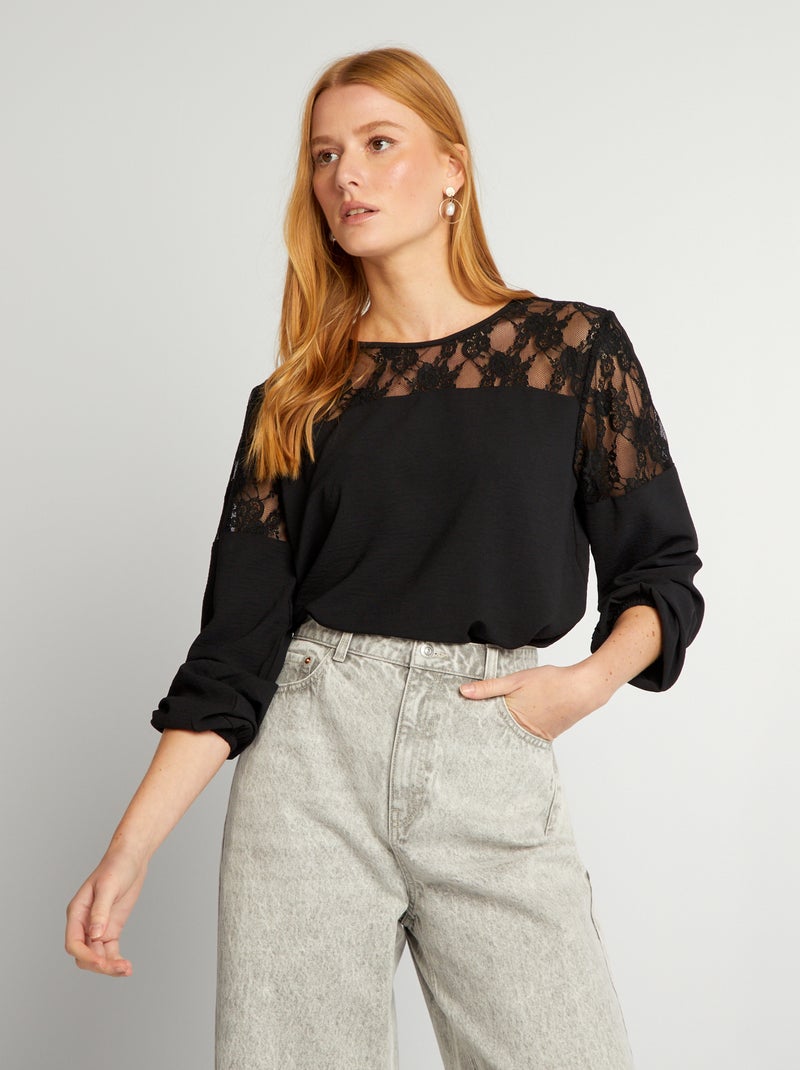 Blusa vaporosa NEGRO - Kiabi