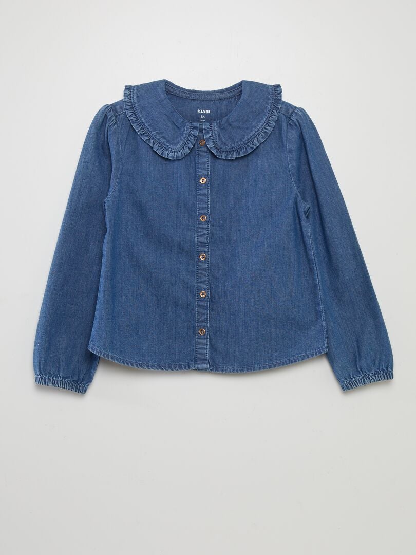 Blusa vaquera con cuello bebé AZUL - Kiabi