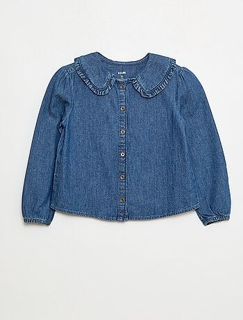 Blusa vaquera con cuello Claudine