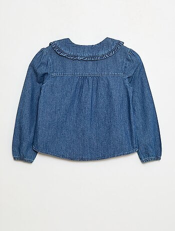 Blusa vaquera con cuello Claudine