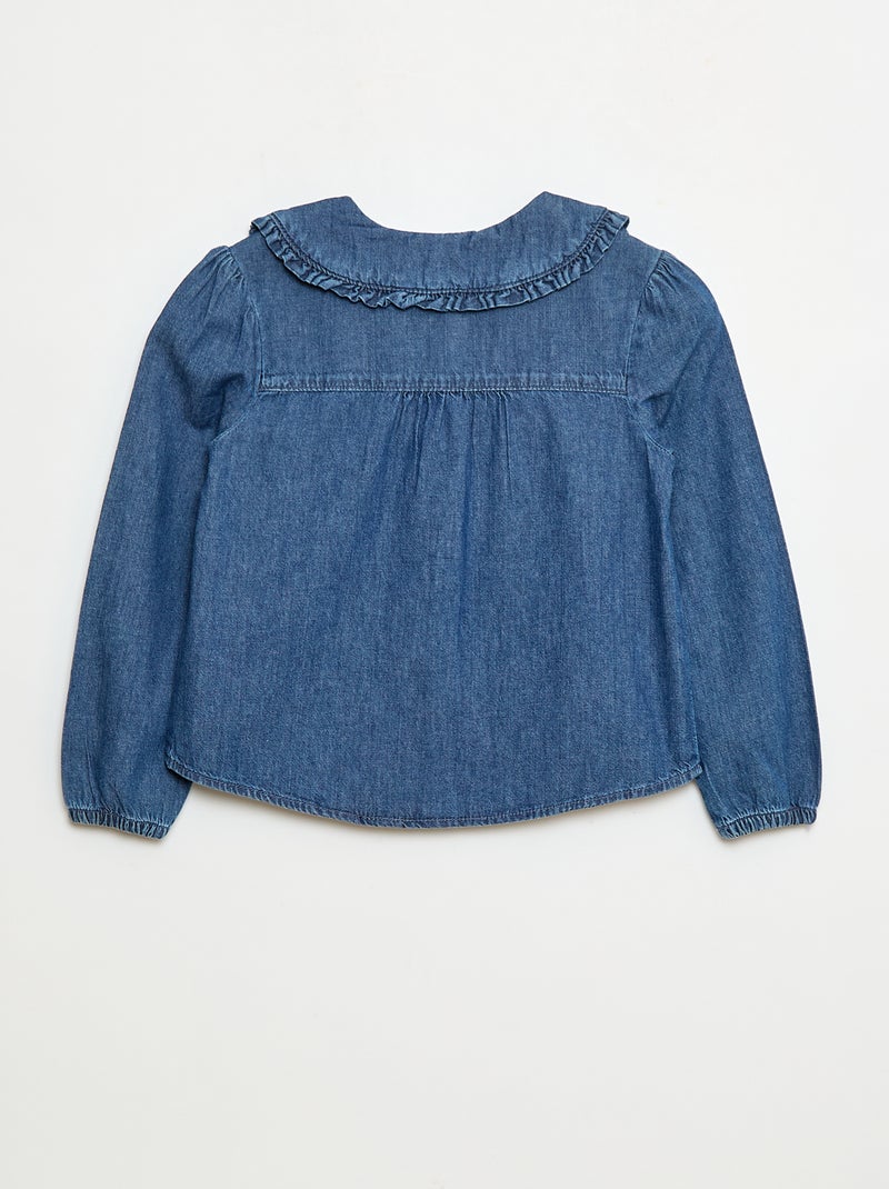 Blusa vaquera con cuello Claudine Azul - Kiabi