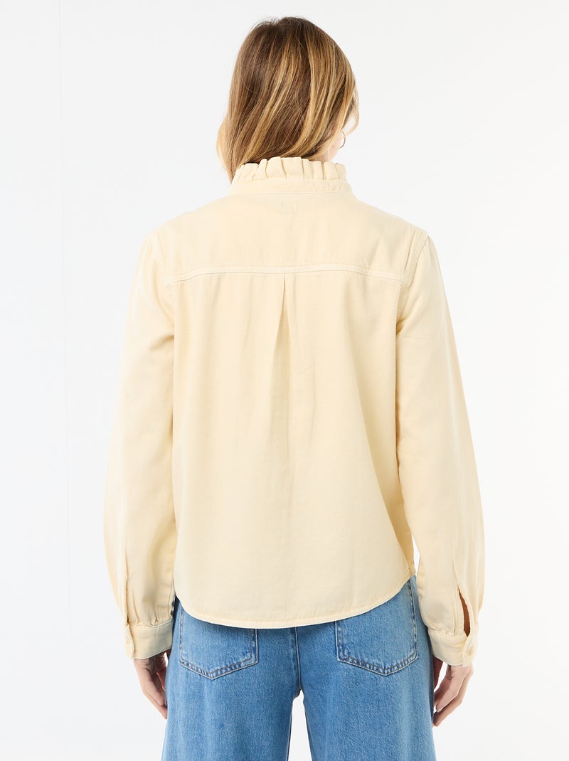Blusa vaquera con cuello con volantes Amarillo - Kiabi