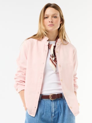 Blusa vaquera con cuello con volantes