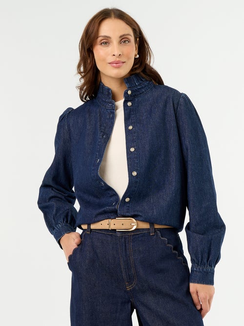 Blusa vaquera con cuello de volantes - Kiabi Blusa vaquera con cuello de volantes - Kiabi