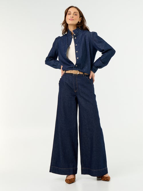 Blusa vaquera con cuello de volantes - Kiabi Blusa vaquera con cuello de volantes - Kiabi