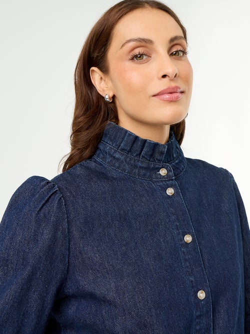 Blusa vaquera con cuello de volantes - Kiabi Blusa vaquera con cuello de volantes - Kiabi