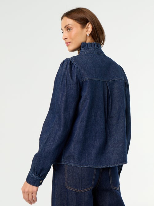 Blusa vaquera con cuello de volantes - Kiabi Blusa vaquera con cuello de volantes - Kiabi