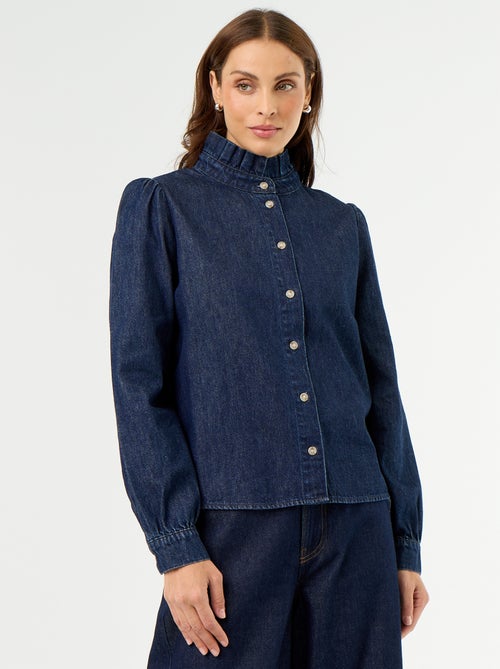 Blusa vaquera con cuello de volantes - Kiabi Blusa vaquera con cuello de volantes - Kiabi