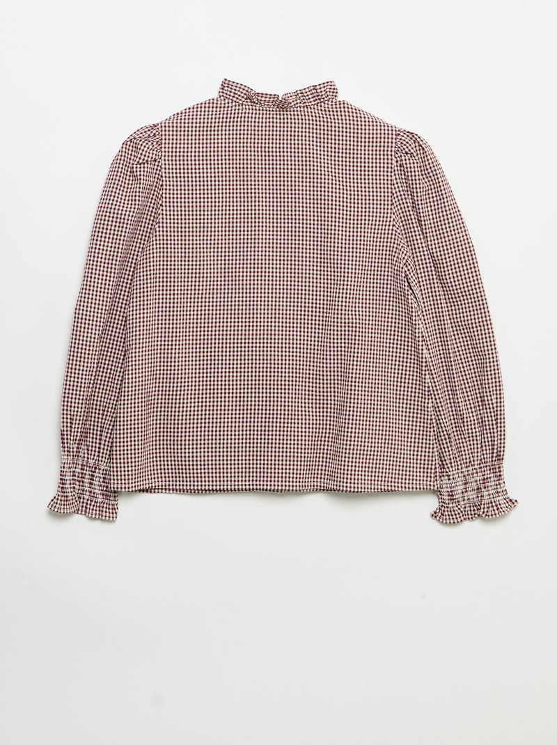 Blusa vichy con volantes Rojo - Kiabi