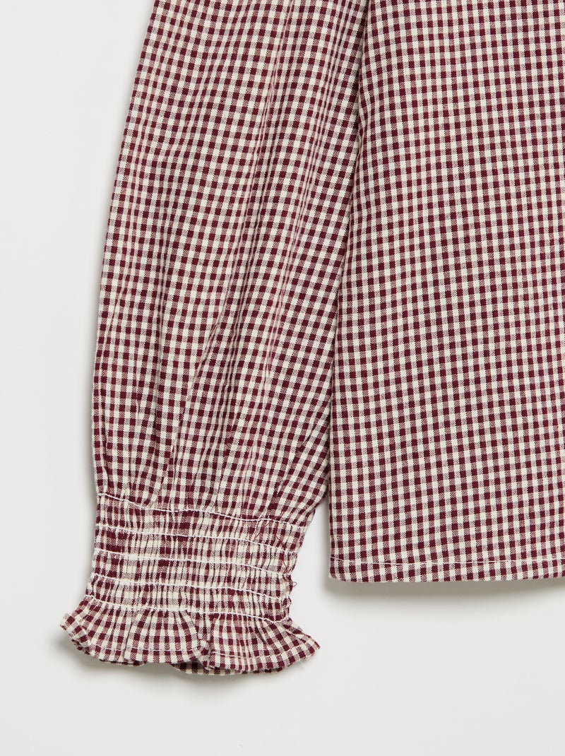 Blusa vichy con volantes Rojo - Kiabi