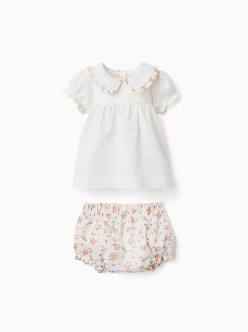 Blusa y cubrepañal de algodón con volantes - Kiabi Blusa y cubrepañal de algodón con volantes - Kiabi