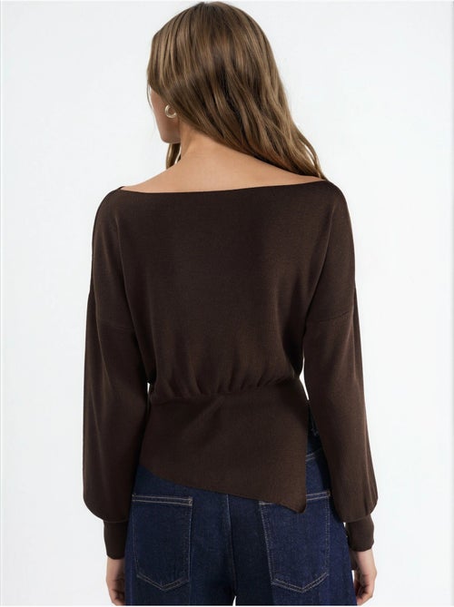 Boat neck medium thickness knit sweater hiccup - Kiabi Boat neck medium thickness knit sweater hiccup - Kiabi