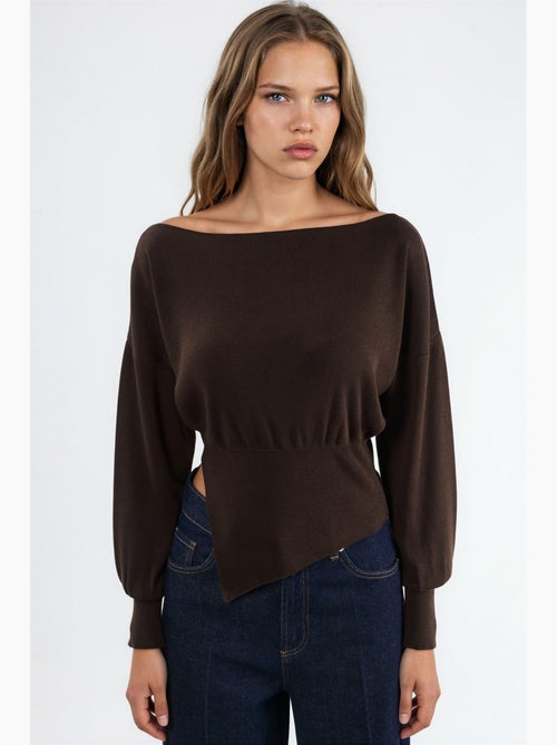 Boat neck medium thickness knit sweater hiccup - Kiabi Boat neck medium thickness knit sweater hiccup - Kiabi