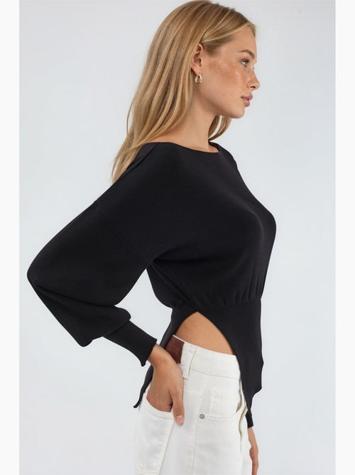Boat neck medium thickness knit sweater hiccup - Kiabi Boat neck medium thickness knit sweater hiccup - Kiabi