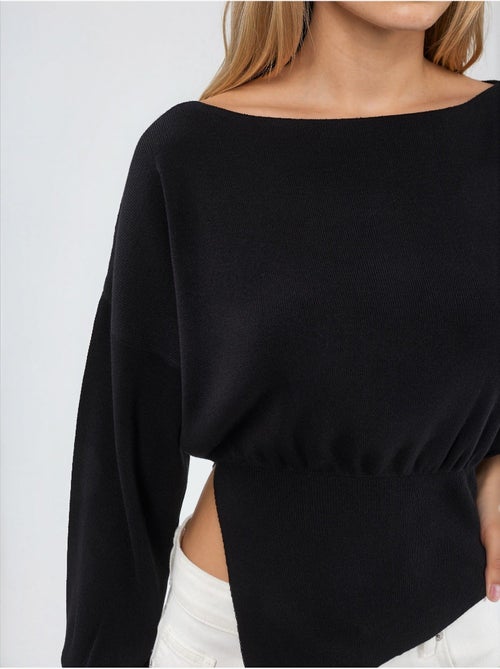 Boat neck medium thickness knit sweater hiccup - Kiabi Boat neck medium thickness knit sweater hiccup - Kiabi