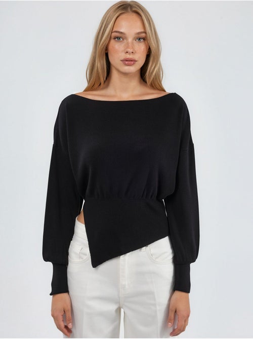 Boat neck medium thickness knit sweater hiccup - Kiabi Boat neck medium thickness knit sweater hiccup - Kiabi