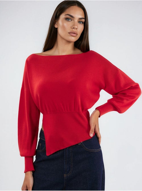 Boat neck medium thickness knit sweater hiccup - Kiabi Boat neck medium thickness knit sweater hiccup - Kiabi