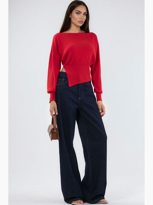 Boat neck medium thickness knit sweater hiccup - Kiabi Boat neck medium thickness knit sweater hiccup - Kiabi