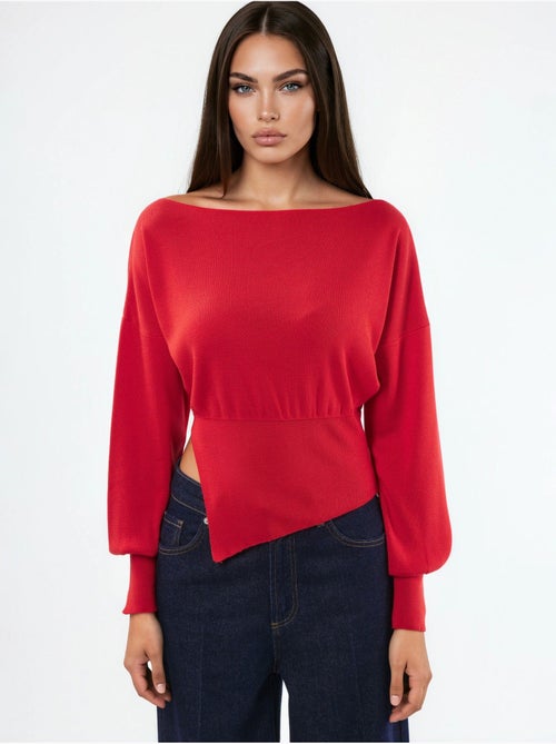 Boat neck medium thickness knit sweater hiccup - Kiabi Boat neck medium thickness knit sweater hiccup - Kiabi