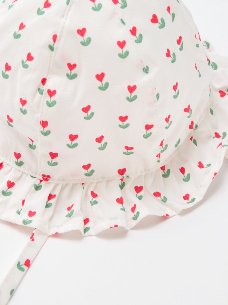 Bob con volantes estampado con lazos Blanco - Kiabi