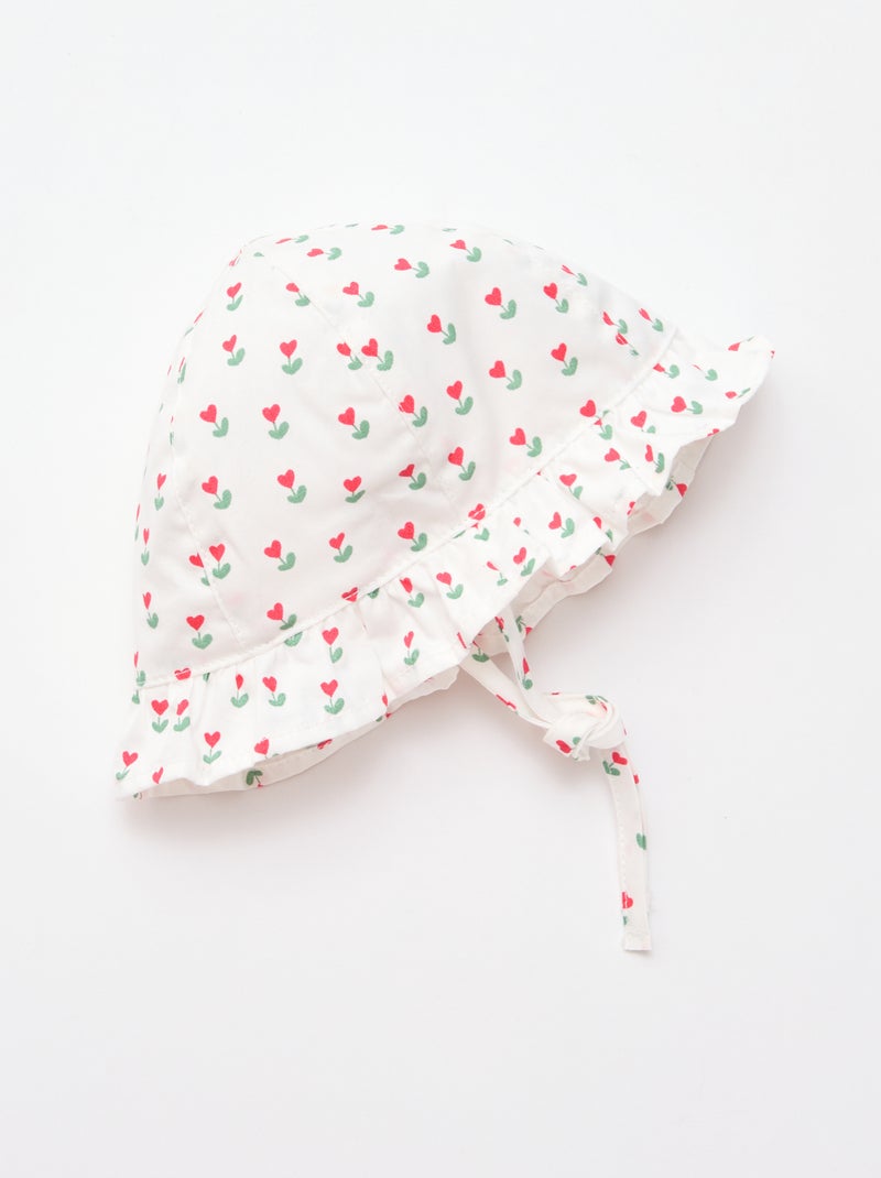 Bob con volantes estampado con lazos Blanco - Kiabi