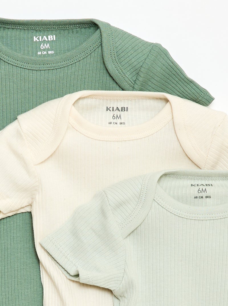 Bodie evolutivo de punto liso - Pack de 3 Verde - Kiabi