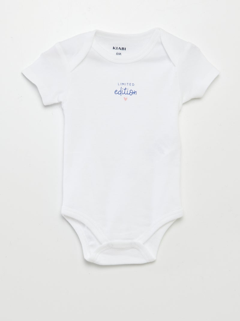 Bodies estampados de algodón - Pack de 3 BLANCO - Kiabi